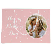 Elegante Moederdag Aangepaste Foto's Roze Wit Groot Cadeauzakje (Voorkant)