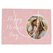 Elegante Moederdag Aangepaste Foto's Roze Wit Groot Cadeauzakje (Achterkant)