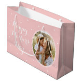 Elegante Moederdag Aangepaste Foto's Roze Wit Groot Cadeauzakje (Voorkant Gekanteld)