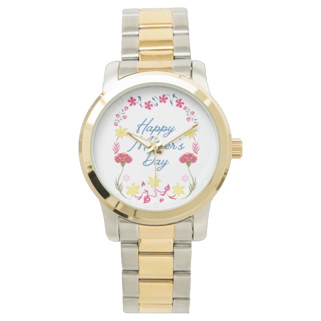 Elegante Moederdag Bloemschildering Horloge (Voorkant)