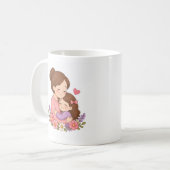 Elegante Moederdag Bloemstickers Koffiemok (Voorkant links)