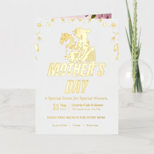 Elegante Moederdag brunch uitnodiging (Voorkant)