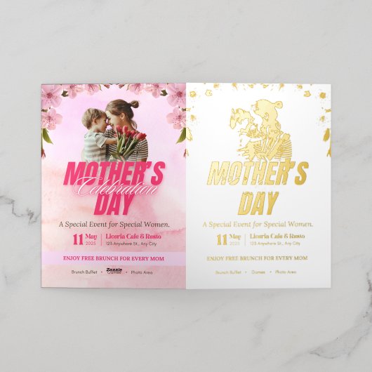 Elegante Moederdag brunch uitnodiging (Buiten Laag)