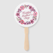Elegante Moederdag Floral Wreath Hand Fan Handwaaier (Achterkant)