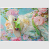 Elegante Moederdag Frog in Bloemen Pet Decoupage Tissuepapier (Voorkant)