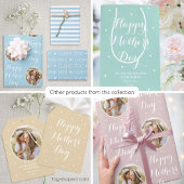 Elegante Moederdag gepersonaliseerde foto blauw Cadeaupapier