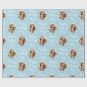 Elegante Moederdag gepersonaliseerde foto blauw Cadeaupapier (Vlak)