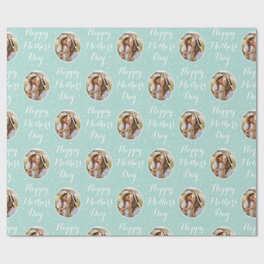 Elegante Moederdag Gepersonaliseerde Foto Mint Gro Cadeaupapier (Vlak)