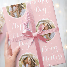 Elegante Moederdag gepersonaliseerde foto roze Cadeaupapier