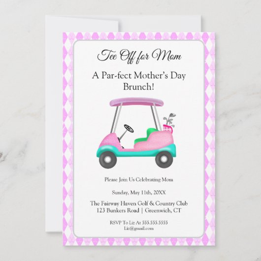 Elegante Moederdag Golf Brunch Party Kaart (Voorkant)