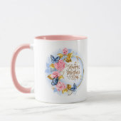 Elegante Moederdag I Roze Roos & Blauwe Vlinder Mok (Links)