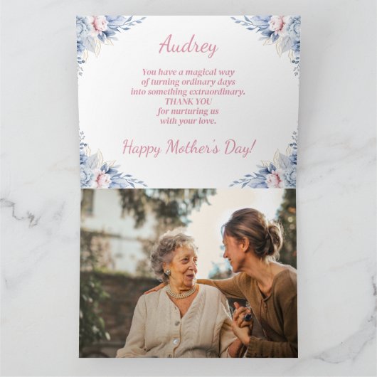 Elegante Moederdag in waterverf bloemenstijl Kaart (Binnen)