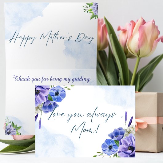 Elegante Moederdag Kaart met Bloemen Waterverf