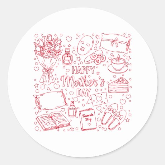 Elegante Moederdag Kunst Ronde Sticker (Voorkant)