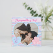 Elegante Moederdag met gepersonaliseerde hartfoto Feestdagenkaart (Staand voorkant)