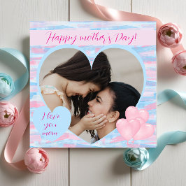 Elegante Moederdag met gepersonaliseerde hartfoto Feestdagenkaart