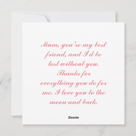 Elegante Moederdag Persoonlijk Feestdagenkaart (Achterkant)