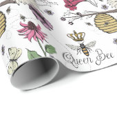 Elegante Moederdag Queen Bee and Flowers Cadeaupapier (Rol Hoek)