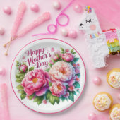 Elegante Moederdag Roze Bloemen Papier Bord (Feest)