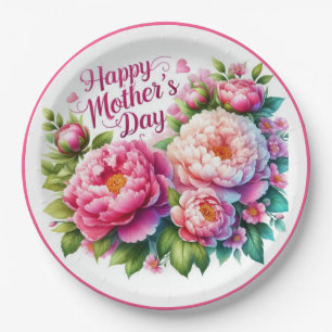 Elegante Moederdag Roze Bloemen Papieren Bord