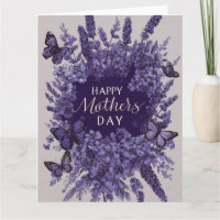 Elegante Moederdagkaart met Paarse Lavendel