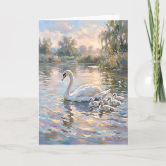 Elegante Moederzwaan en Baby's Moederdag  Feestdagen Kaart
