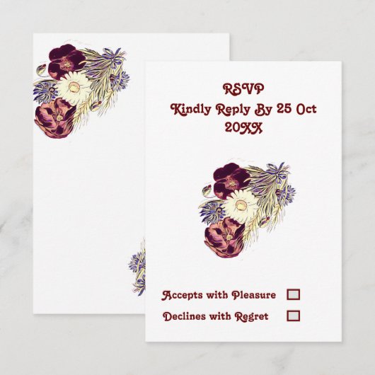 Elegante Moerbei Rurale Bloemen Bruiloft RSVP (Voorkant / Achterkant)