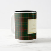 Elegante mok met plaid motief en monogram (Voorkant links)