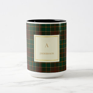 Elegante mok met plaid motief en monogram
