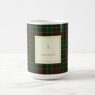 Elegante mok met plaid motief en monogram