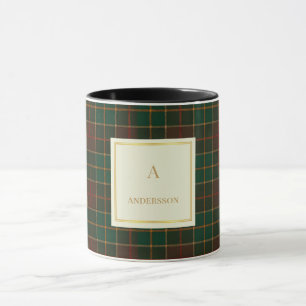 Elegante mok met plaidpatroon en monogram en eigen