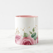 Elegante Mok met roze rozen en groen (Center)