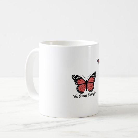 Elegante Mok met Scarlet Butterfly design (Voorkant links)