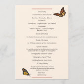 Elegante Monarch Butterfly Herfst Floral Wedding Programmakaart (Achterkant)
