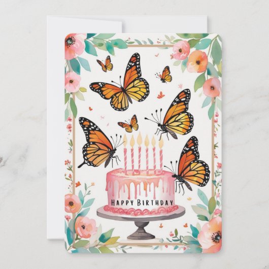 Elegante Monarch & Cake Verjaardag Kaart (Voorkant)