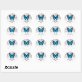 Elegante Monarch Sjabloon Blue Butterfly Wedding Ronde Sticker (Vel)