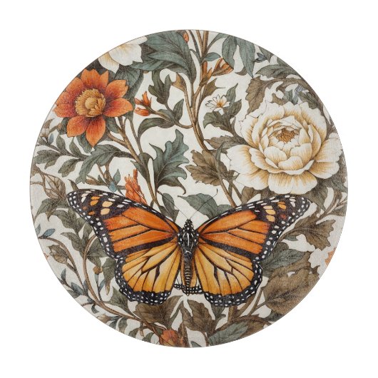 Elegante Monarchvlinder William Morris Geïnspireer Snijplank (Voorkant)