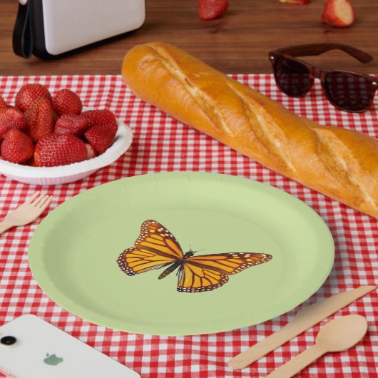 Elegante Monarchvlinderfeest Papieren Bordje (Picknick)