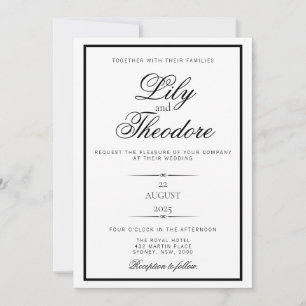 Elegante Monochome bruiloft uitnodiging