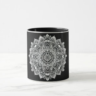 Elegante Monochromatische Mandala Mok
