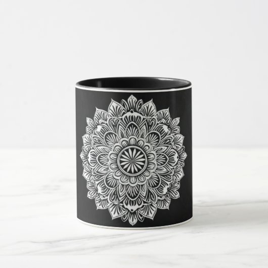 Elegante Monochromatische Mandala Mok (Midden)
