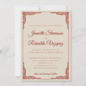 Elegante monochromatische robijnrode QR-code bruil Kaart (Voorkant)