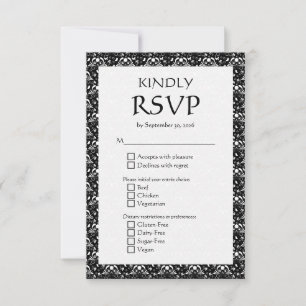 Elegante Monochrome Barok Gotische Bruiloft RSVP Kaartje
