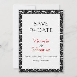 Elegante Monochrome Barok Gotische Bruiloft Save The Date