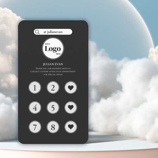 Elegante Monochrome Black Loyalty Kaart Visitekaartje