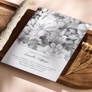 Elegante monochrome bloemen bruids douche uitnodig kaart