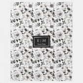 Elegante monochrome bloemen deken in grijze tinten (Voorkant)