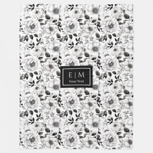 Elegante monochrome bloemen deken in grijze tinten (Voorkant)