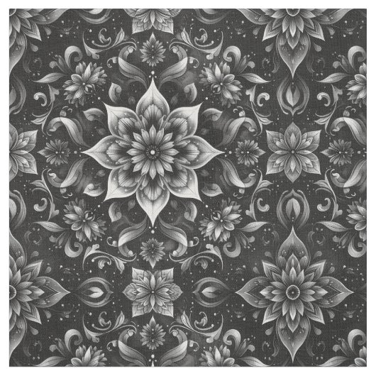 Elegante monochrome  bloemstof stof (Close Up)