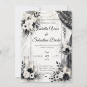 Elegante Monochrome Bruiloft Kaart (Voorkant)
